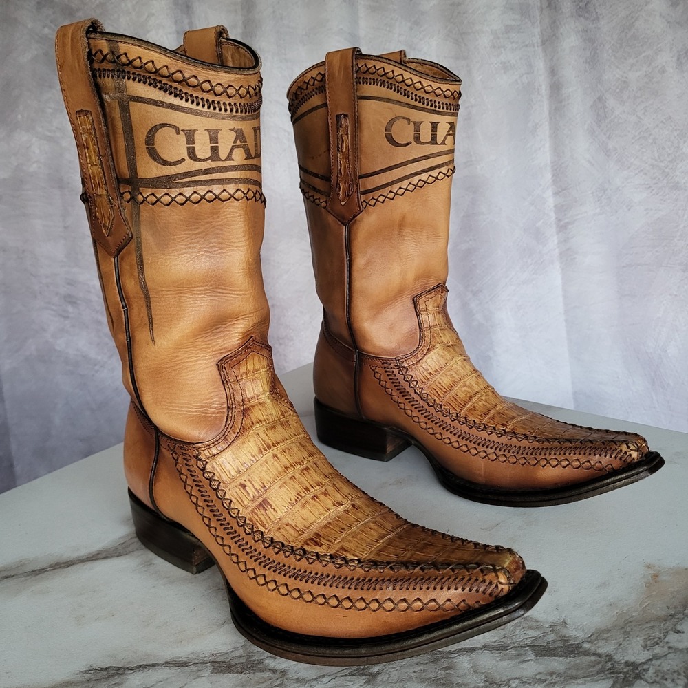 CUADRA Urban Caiman Western Cowboy Boots Tan Size 9.5 Men's